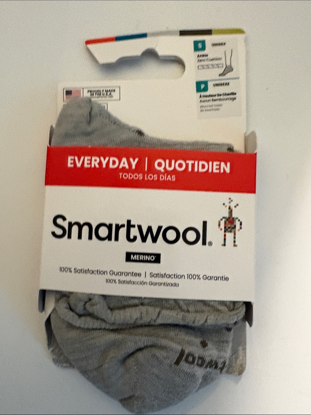 Smartwool Unisex Everyday Dot Ankle Socks With Zero Cushion Ash Color Size Small - Picture 6 of 6
